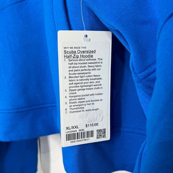 Lululemon NWT Scuba Oversized 1/2 Zip Hoodie Beaming Blue - Picture 9 of 11
